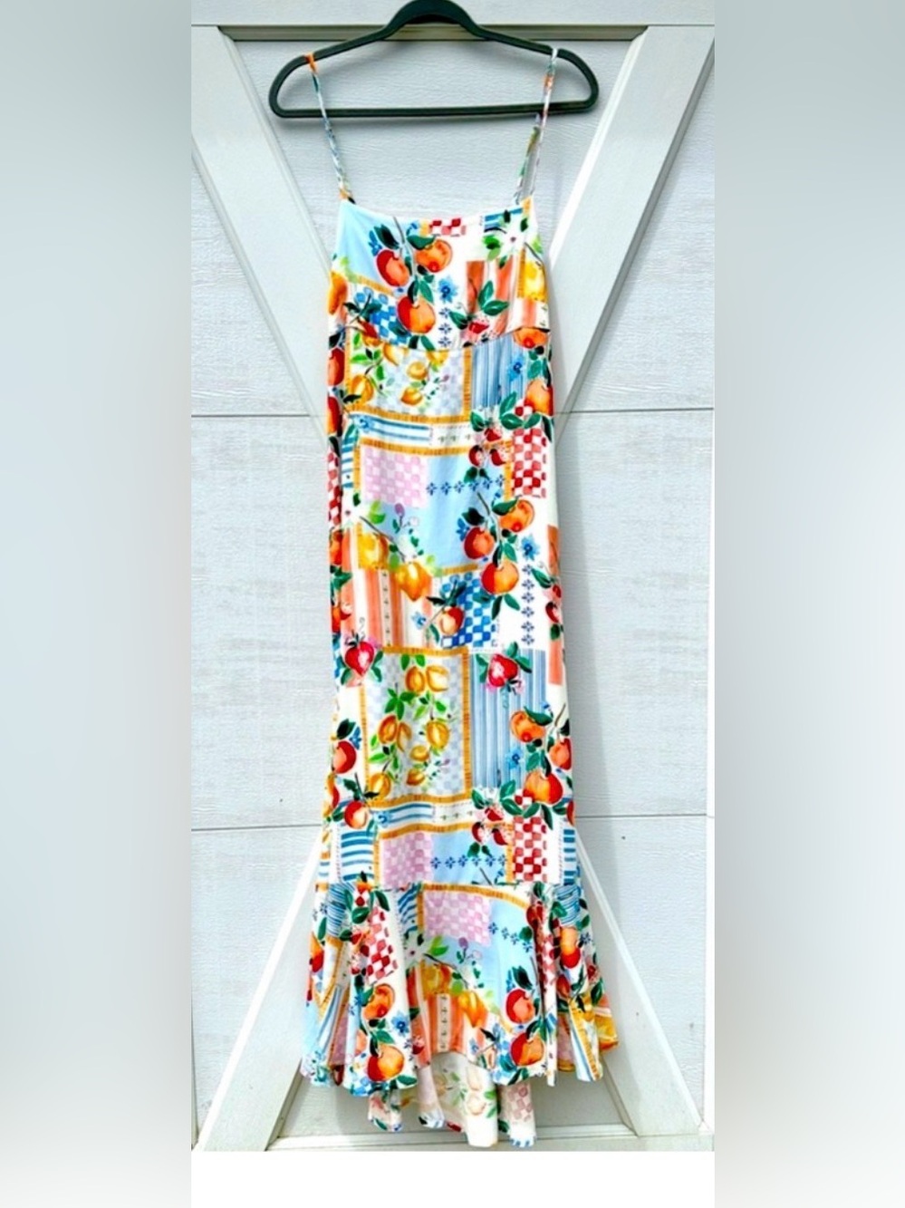 Paper hearts fruit checkered maxi dress medium - Picture 2 of 5